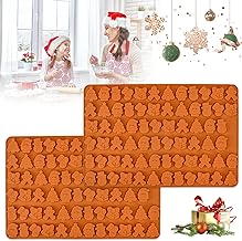 ADERTOS Pack of 2 Silicone Moulds Christmas Snowflake Mini Baking Mould Christmas Tree Chocolate Moulds Non-Stick Silicone Mould Snowman Gingerbread Man Cake Mould for Muffins Cupcakes Cake Sweets