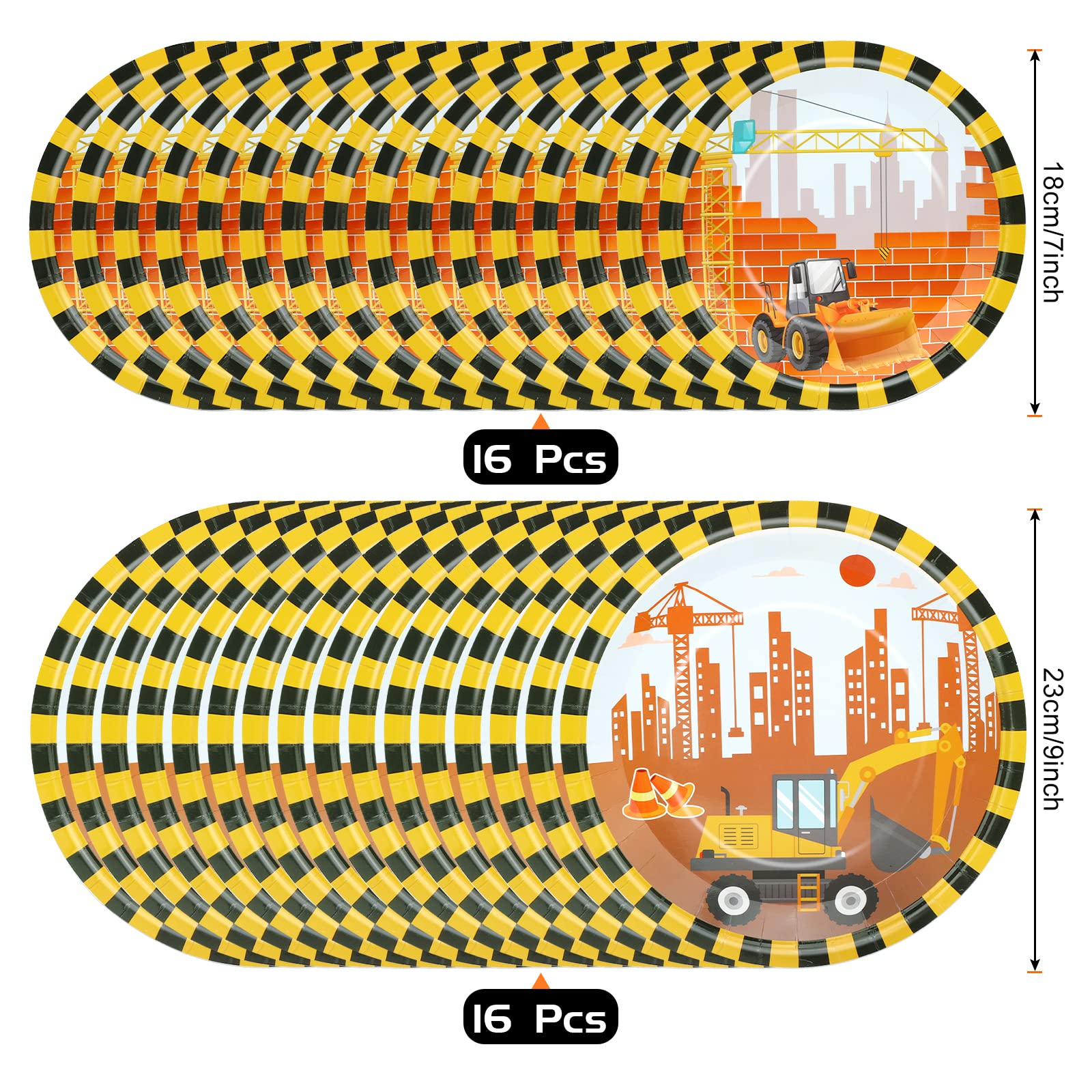 Bymivofun Set Di Forniture Per Feste Compleanno Di Costruzione, Per 16 Ospiti, Carta Ingegneria Veicolo Auto Da Costruzione, Per Bambini Decorazione Festa Di Compleanno A Tema Doccia