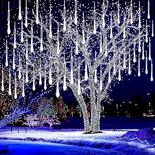 Christmas Lights Outdoor, 16 Tubes Meteor Shower Lights LED Snow Falling Icicle Cascading Lights for Xmas Tree Wedding Dec...