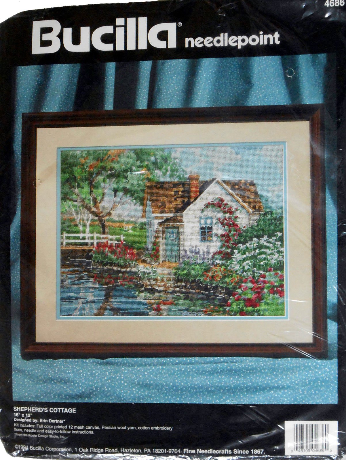 Bucilla Needlepoint Kit Shepherd's Cottage 4686 By Erin Dertner 1994