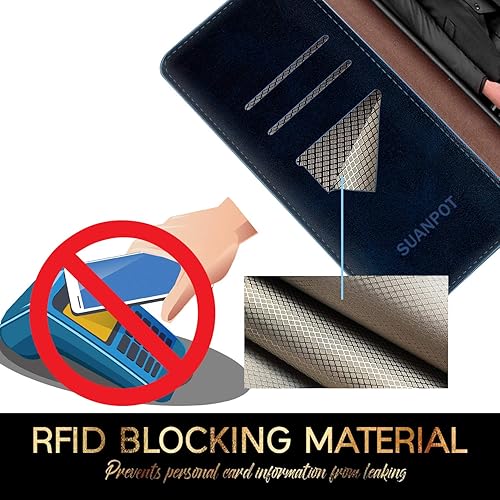 Miniatura 9 de SUANPOT Funda tipo cartera de piel para iPhone 11 de 61 pulgadas con bloqueo RFID funda tipo libro con tapa para teléfono a prueba de golpes