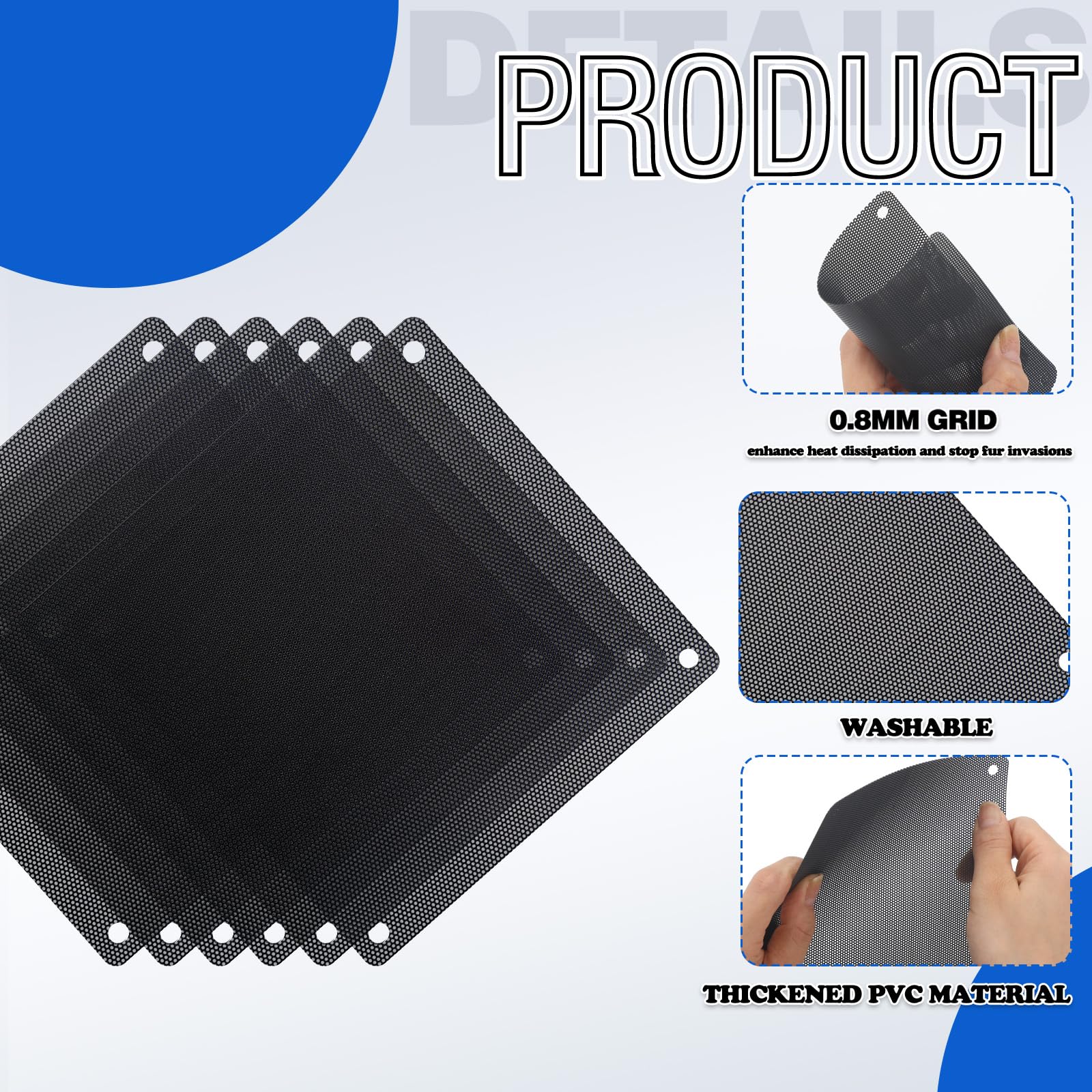 BETOY 20 stuks 120 x 120 mm PVC PC koeler ventilator stof filter fan stofdicht case cover computer mesh 12 cm * 12 cm, ventilatorrooster stoffilter filtermat behuizing ventilator, zwart BETOY 20 stuks 120 x 120 mm PVC PC koeler ventilator stof filter fan stofdicht case cover computer mesh 12 cm * 12 cm, ventilatorrooster stoffilter filtermat behuizing ventilator, zwart