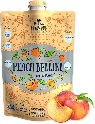 Lt. Blender Peach Bellini in a Bag - Wine Slushie Mixes - Each Bag Makes 1/2 Gallon of Frozen Peach Bellini Mix – Non-GMO Wine Freezer mix - Make with Wine, Liquor or as a Mocktail - (Pack of 1)