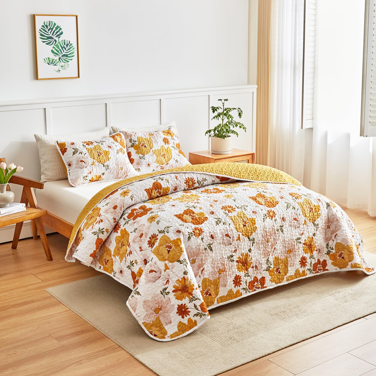 Amazon.co.jp: UOZZI BEDDING フローラルキルトセット 2ピース ツイン