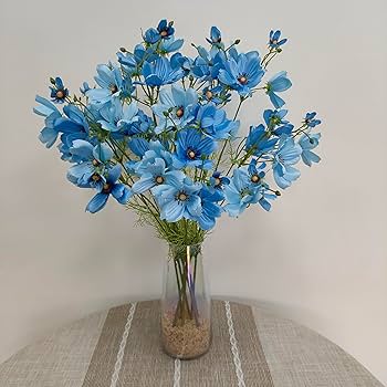 Amazon｜ATFL 人工ブルーデイジーフラワー、8束 21.65インチ