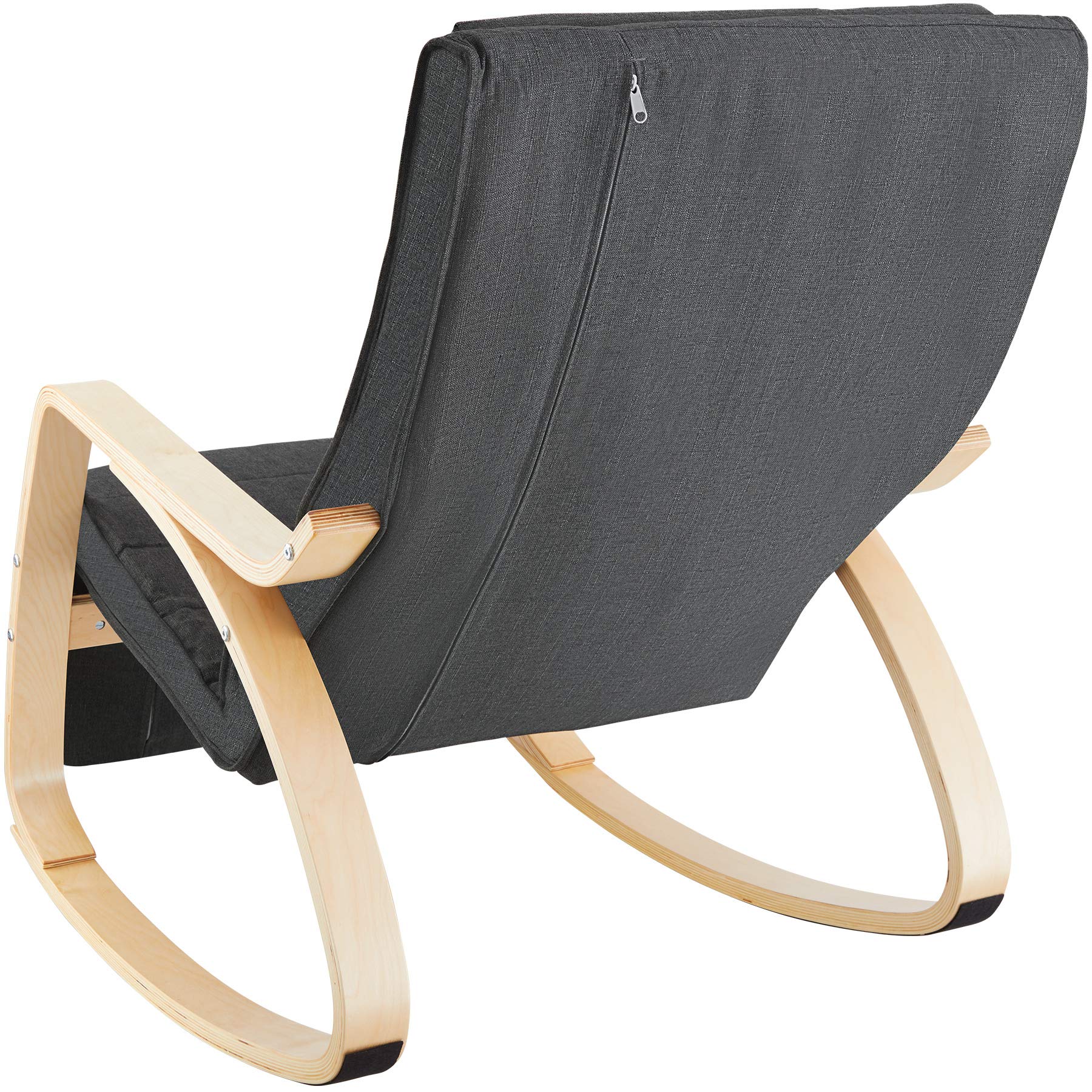 tectake® Silla Mecedora Ergonómica, Reposapiés Ajustable en 5 Posiciones, Cojín Mullido con Cierre, Almohadillas Antideslizantes, Estructura Robusta, Sillon Lectura, Muebles de Salon - Gris Oscuro