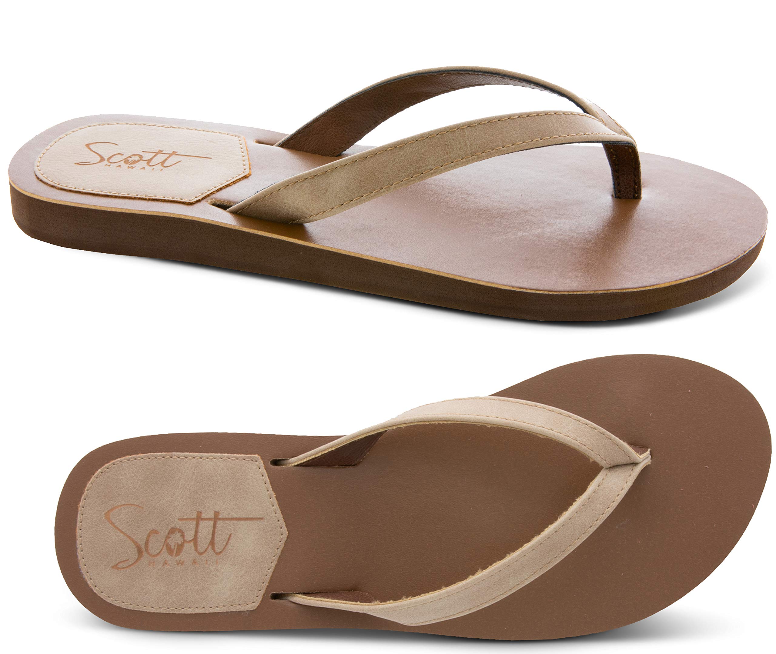 Scott HawaiiWomen's Mohala | Vegan Leather Sandal | Narrow Width | Flat Heel | All Day Comfort Flip Flop