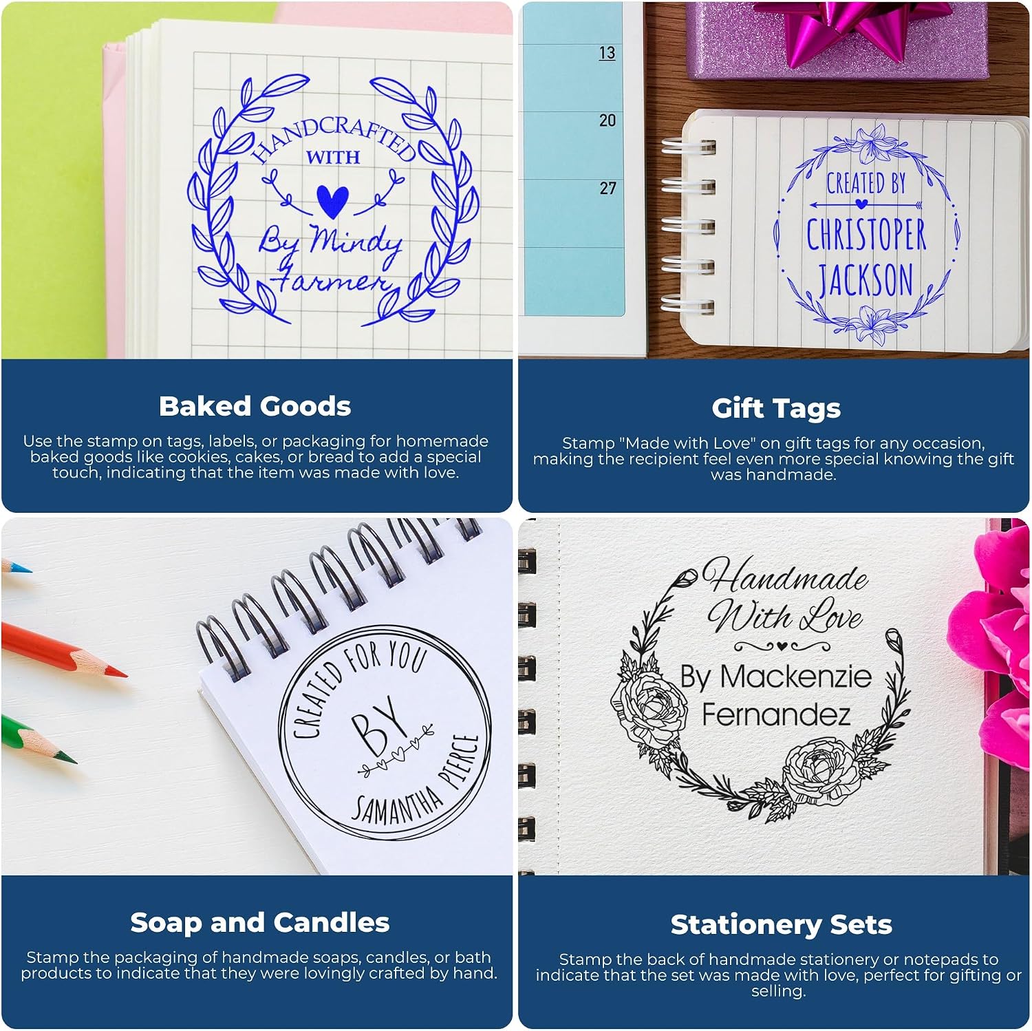 Personalized Handcrafted Seal Embosser for Small Business & Artisans | Custom Created for You Gift Embosser | Modern Handmade by Seal | Professional 1-5/8" Round Stamp for Crafters & Boutiques