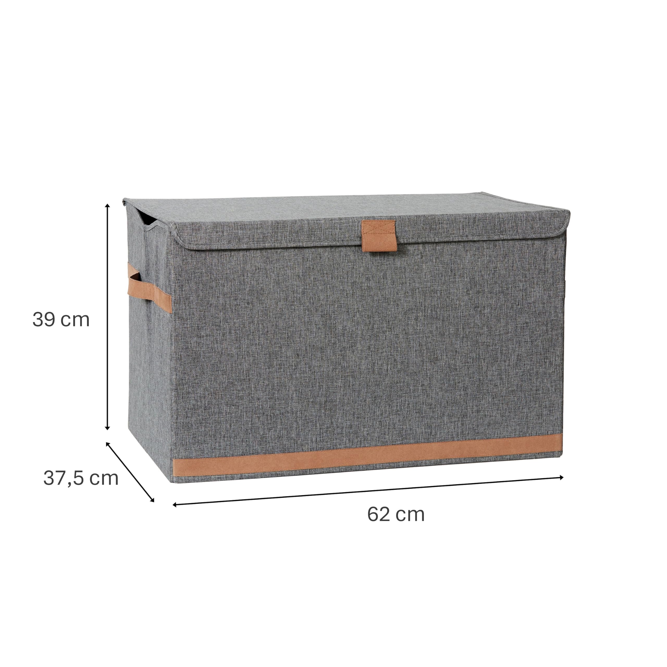 LOVE IT STORE IT Premium Scatola Porta Oggetti XL in Lino - Pieghevole e Rinforzata - Contenitori Dimensione XL - 62x37,5x39cm - Grigio Screziato