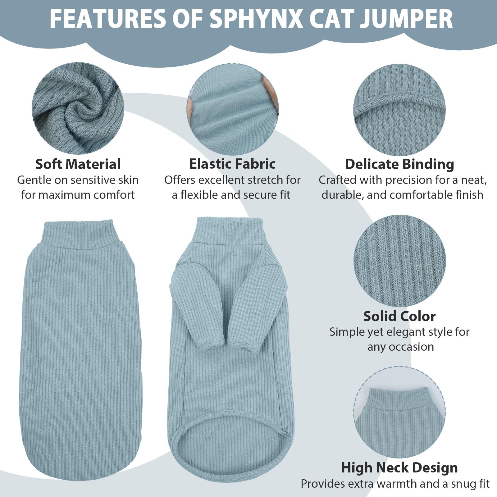 Cat Clothes, Sphynx Cat Clothing, Cat Jumper S, Cat Jumpers For Cats Only, Kitten Clothes, Kitten Jumper, Breathable Cat Pyjamas, Warm Cat Coat, Cat Sweater, Cat Vest For Sphynx,Cornish Rex — view 2