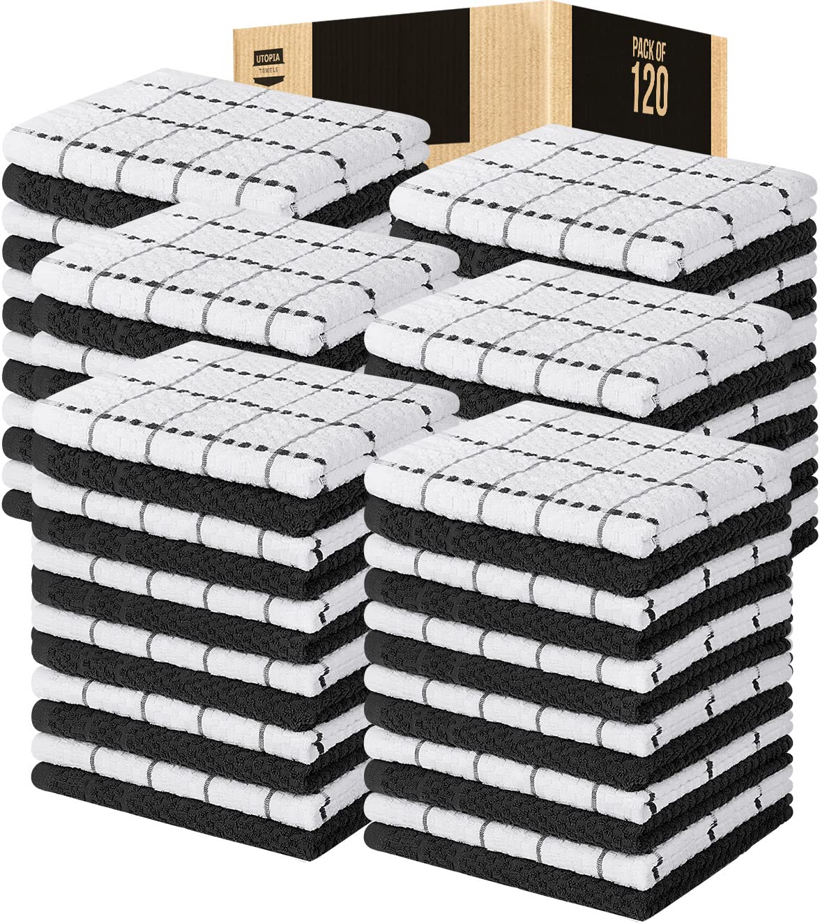 Utopia Towels - 120 Pack Kitchen Towels - 38 x 1204 cm - 100% Ring Spun Cotton Super Soft and Absorbent Dish, Tea, Bar Towels (Black) โ image 1