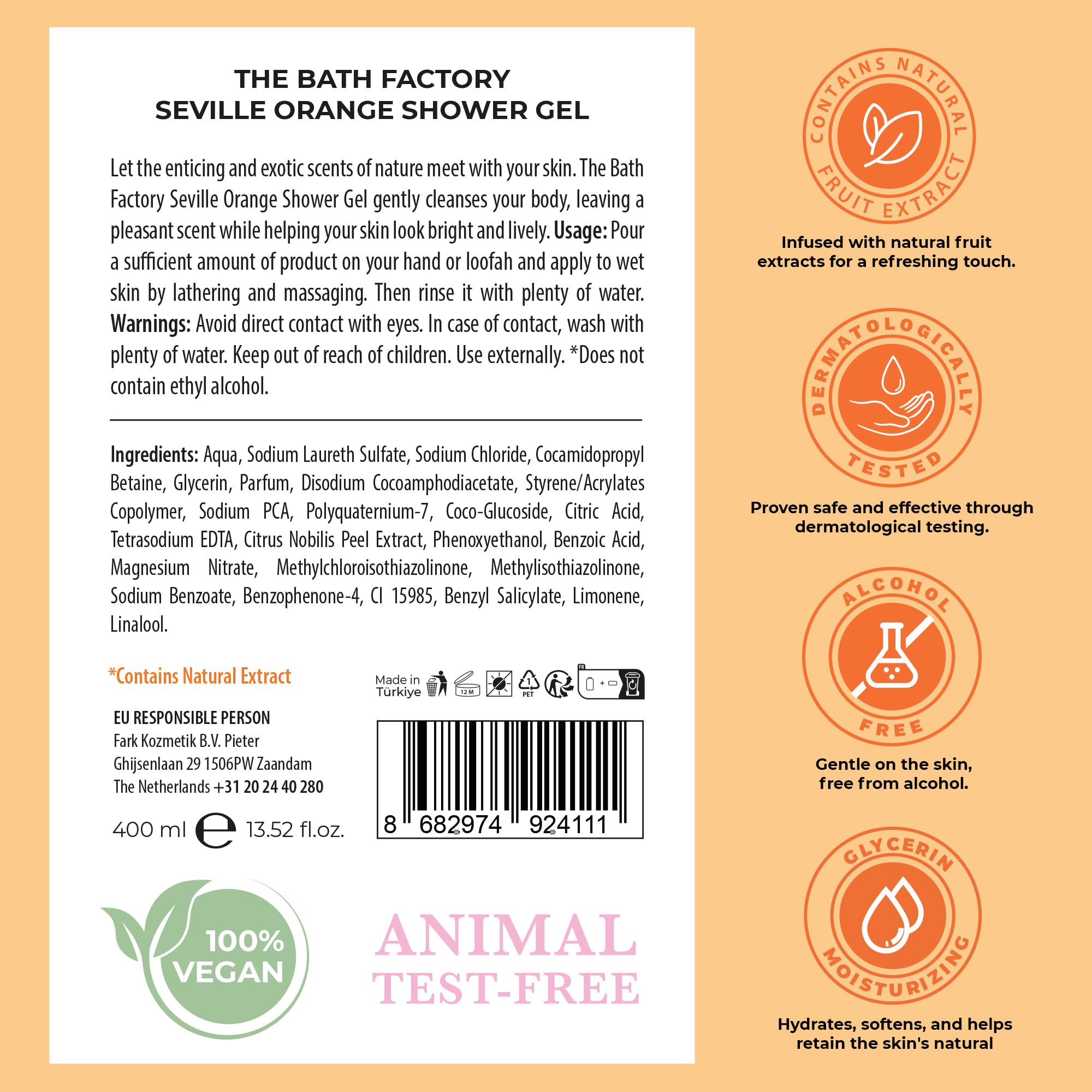 The Bath Factory Shower Gel for Body Wash, Multicolor, 400 ml (Pack of 1) - Image 2