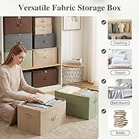 Vista 7 de ANMINY - Cajas de almacenamiento con tapas con cremallera 51.9 Qt, cajas de almacenamiento de tela con tapa, cestas, cubos con asas, plegables