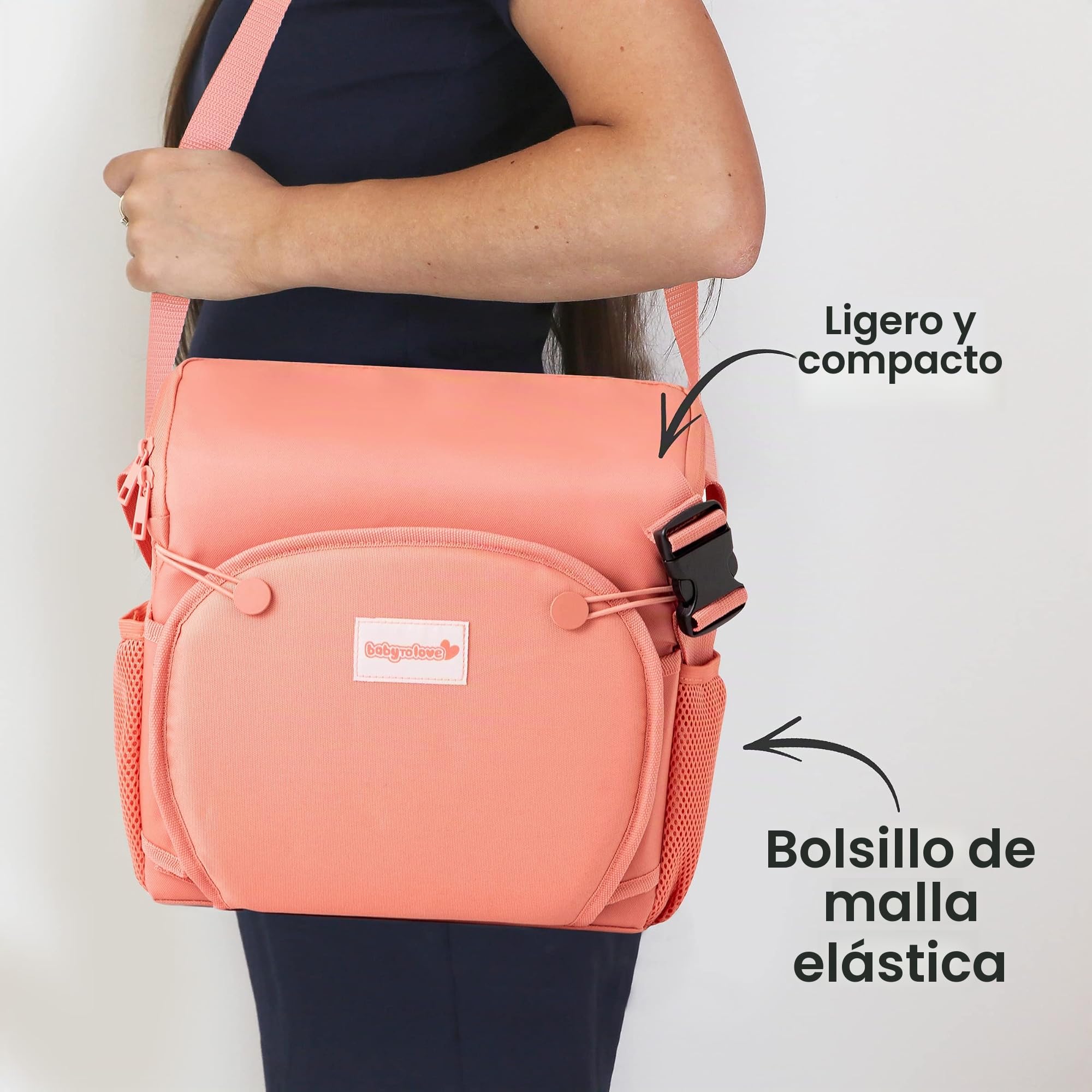 BabyToLove Travel Up Asiento elevador para bebé y almacenamiento | Ligero sobre la marcha y fácil de llevar | Rust