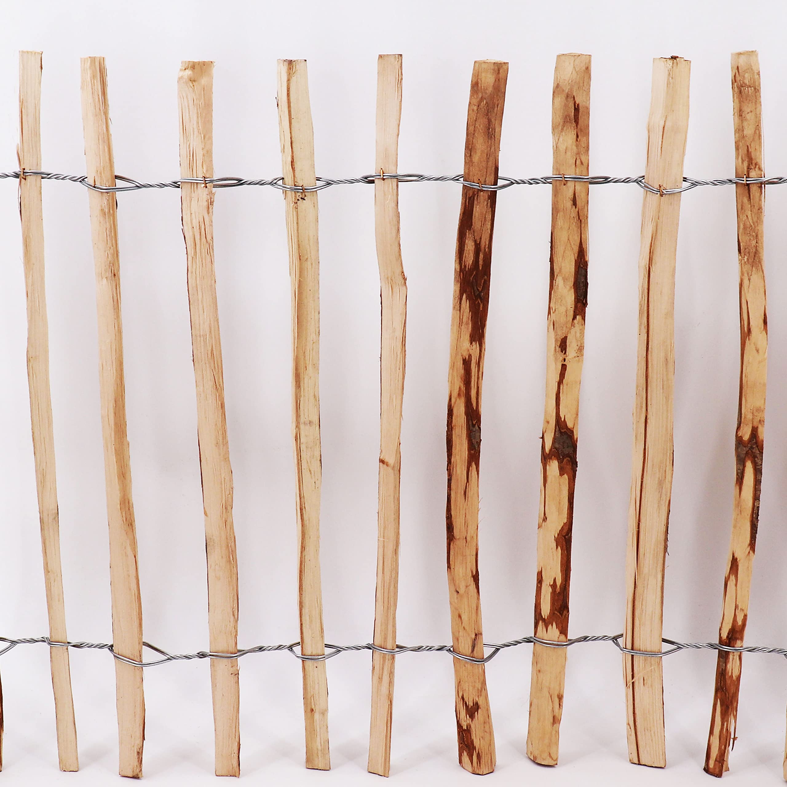 Aquagart Valla de estacas de altura 50 cm - 120 cm de alto, distancia entre listones de 3-5 cm, valla de jardín de avellana, valla de madera duradera, incluye corchetes (avellana 120 cm, 5 m)