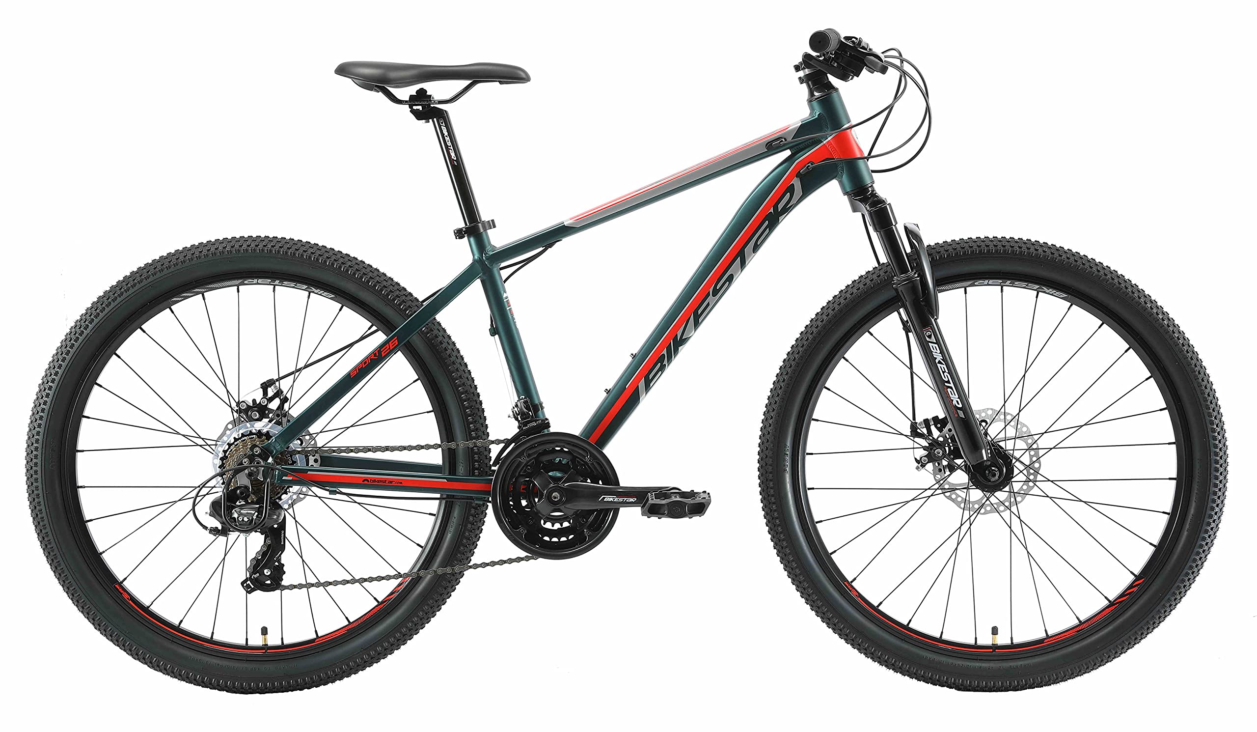 BIKESTAR Bicicleta de montaña Hardtail de Aluminio, 21 Marchas Shimano 26" Pulgadas | Mountainbike con Frenos de Disco Cuadro 13, 16" MTB
