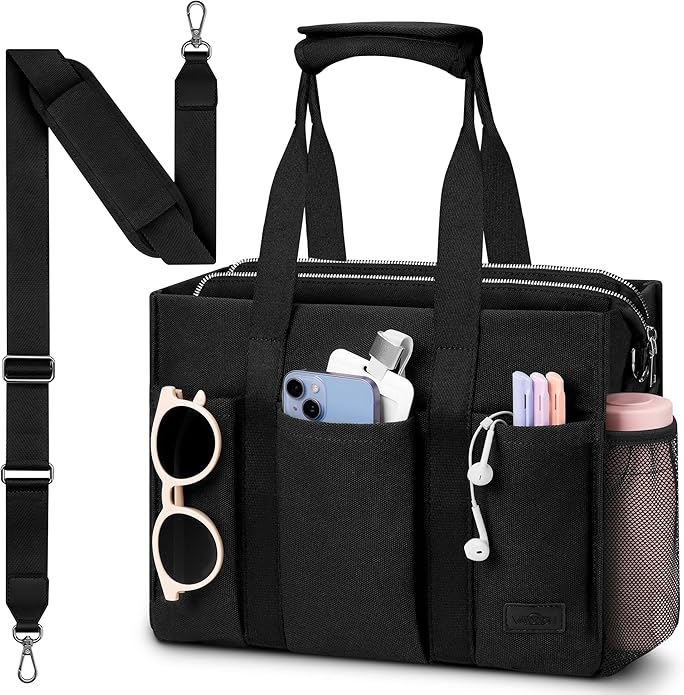 Canvas Tote Bag for Women, Large Shoulder Bag with Laptop Compartment & Zipper, Ideal for Work Travel College Teacher