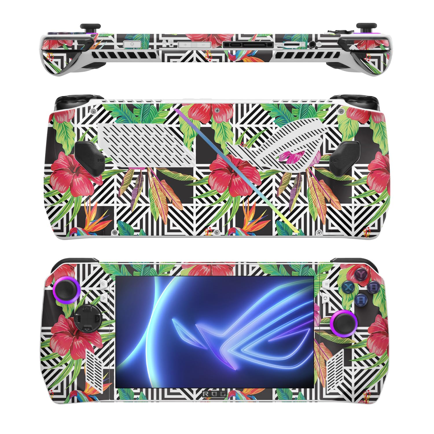 MightySkins Skin Compatible with Asus ROG Ally - Pop Hibiscus | Protective, Durable, and Unique Vinyl Decal wrap Cover | Easy to Apply, Remove, and Change Styles