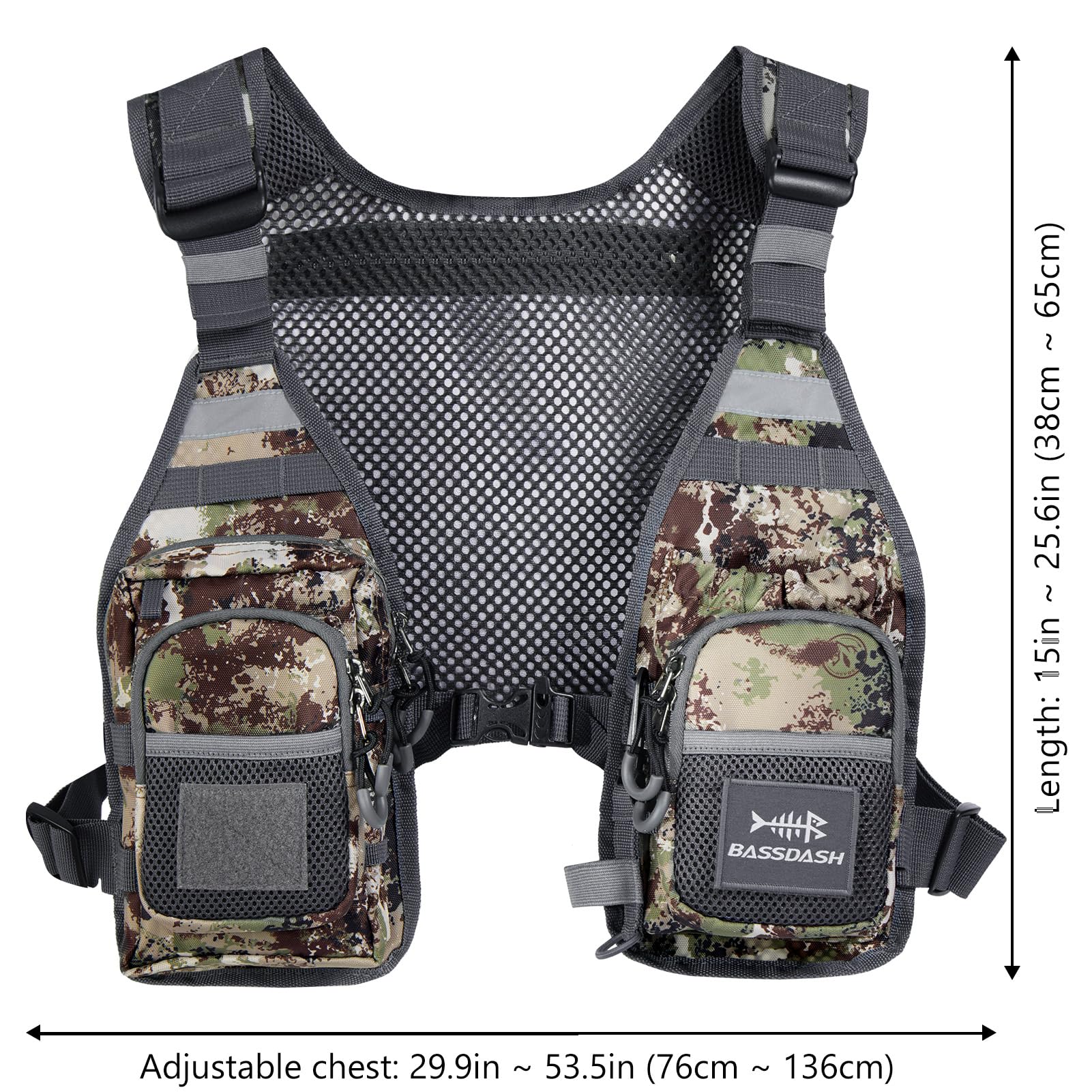 Bassdash FV08 Fliegenfischerweste Anglerweste Ultra Lightweight für Männer und Frauen Tragbare Brustpackung