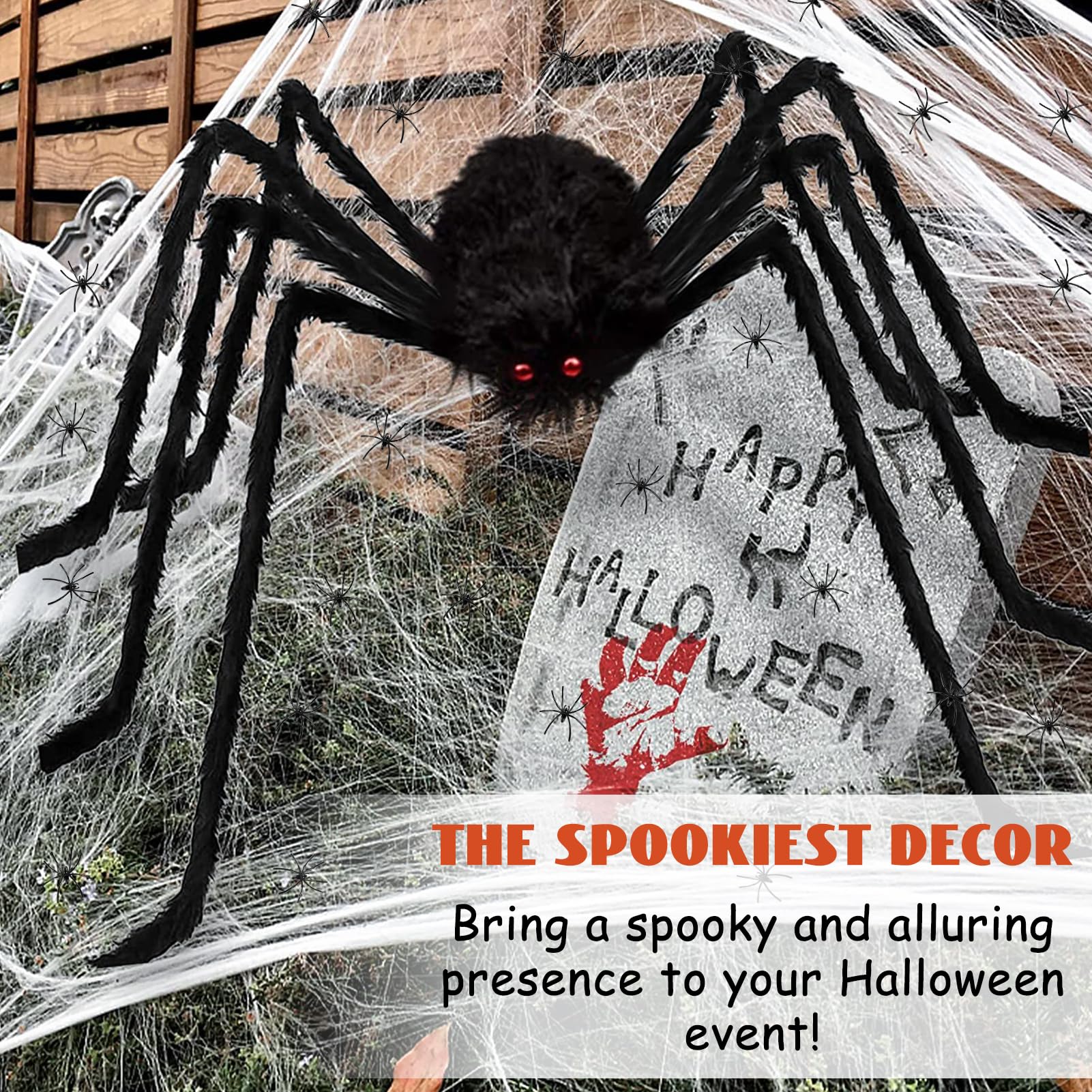 Araignée Noire De 200,7 Cm - Décoration D'Halloween Géante - Fausse