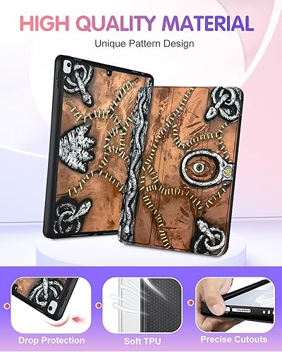 Miniatura 3 de Funda para iPad de 987 generación de 10.2 pulgadas para niñas, funda inteligente con portalápices, libro de terror, diseño fresco, fundas Y2K únicas
