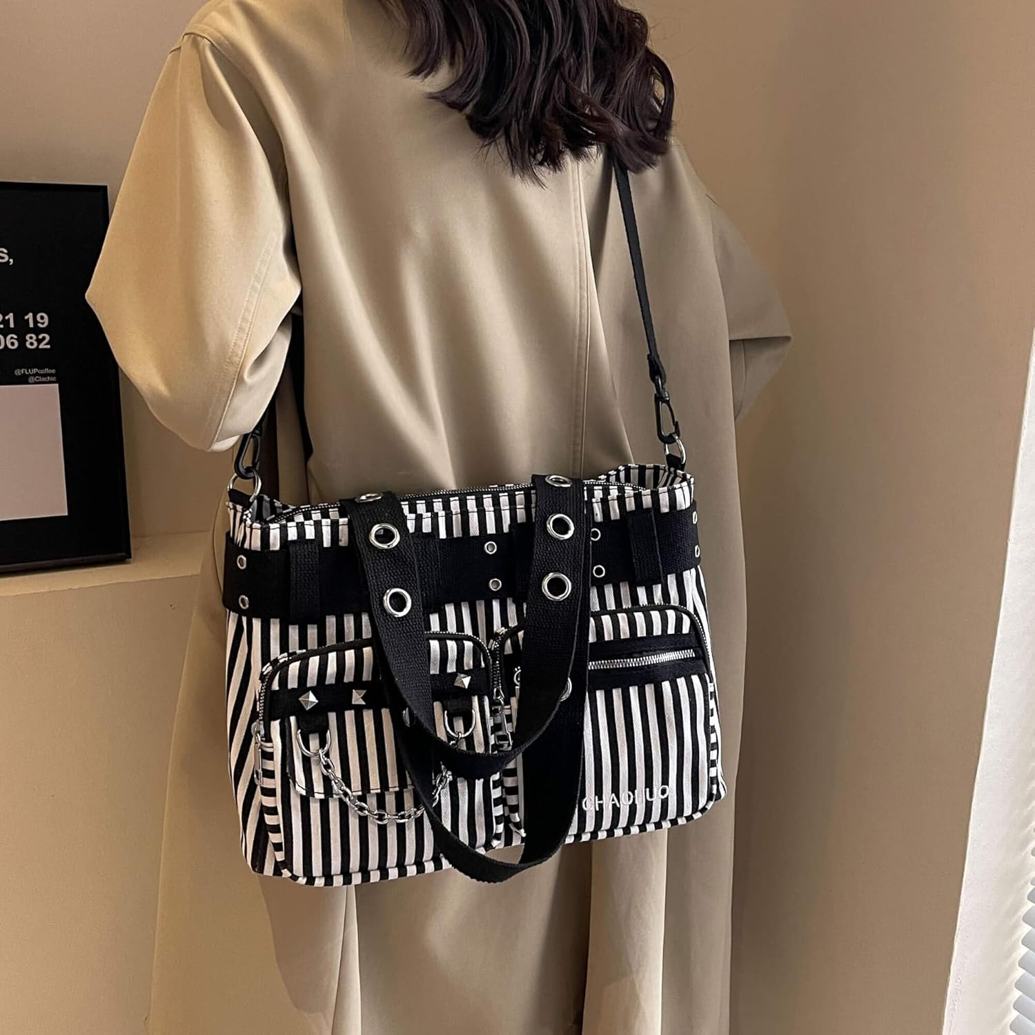 Steampunk Goth Messenger Bag, Fashion Punk Gothic Shoulder Bag - Image 2