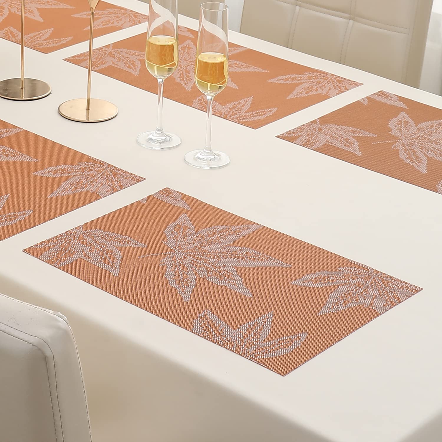 HOKIPO Geometric Grey Placemats - Set of 6 -18