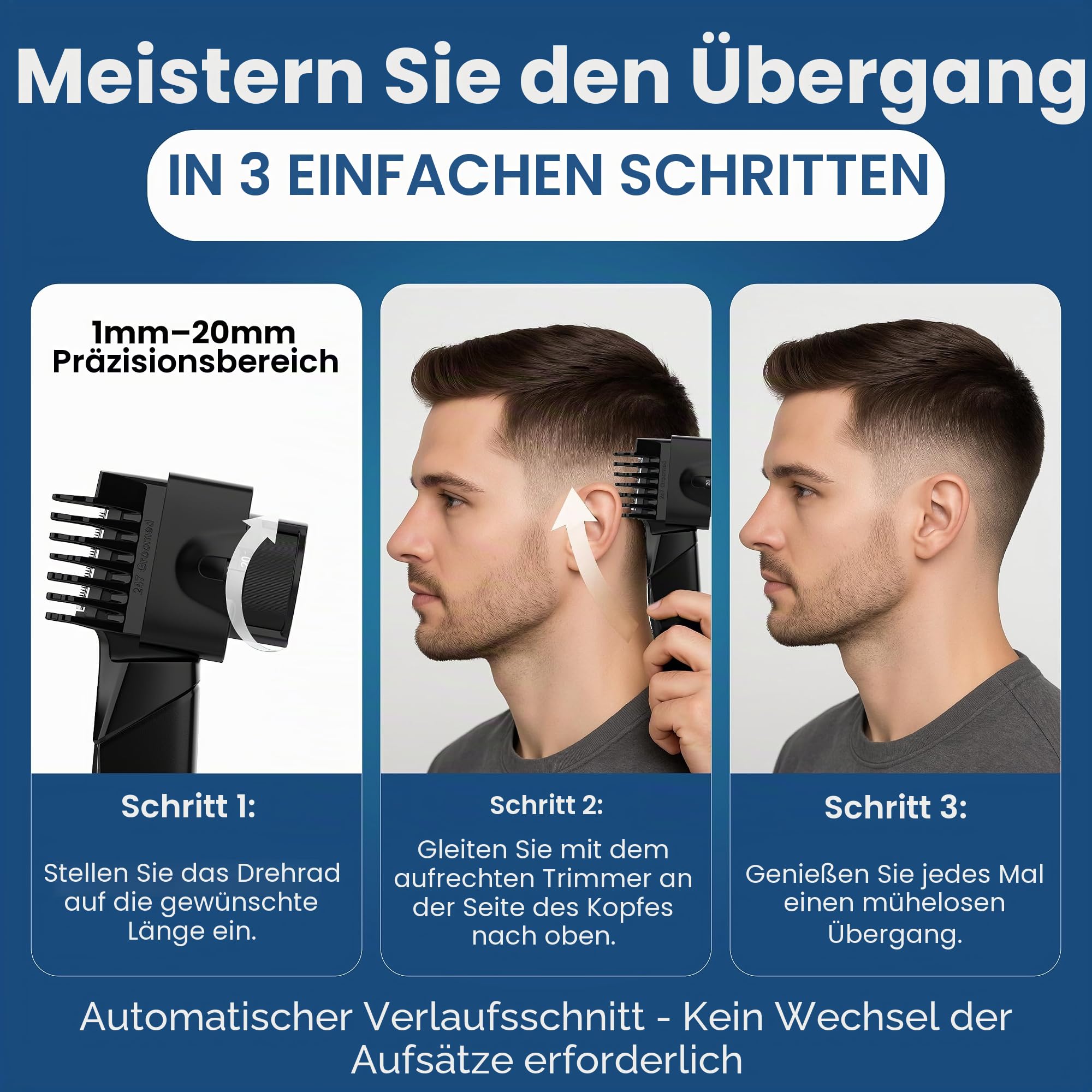 247 Groomed Selbst-Haarschnitt-Trimmer für Männer, Körperpflege, Bartschneider, Nasentrimmer, Rasierer für Männer, Koteletten-Mischlösung