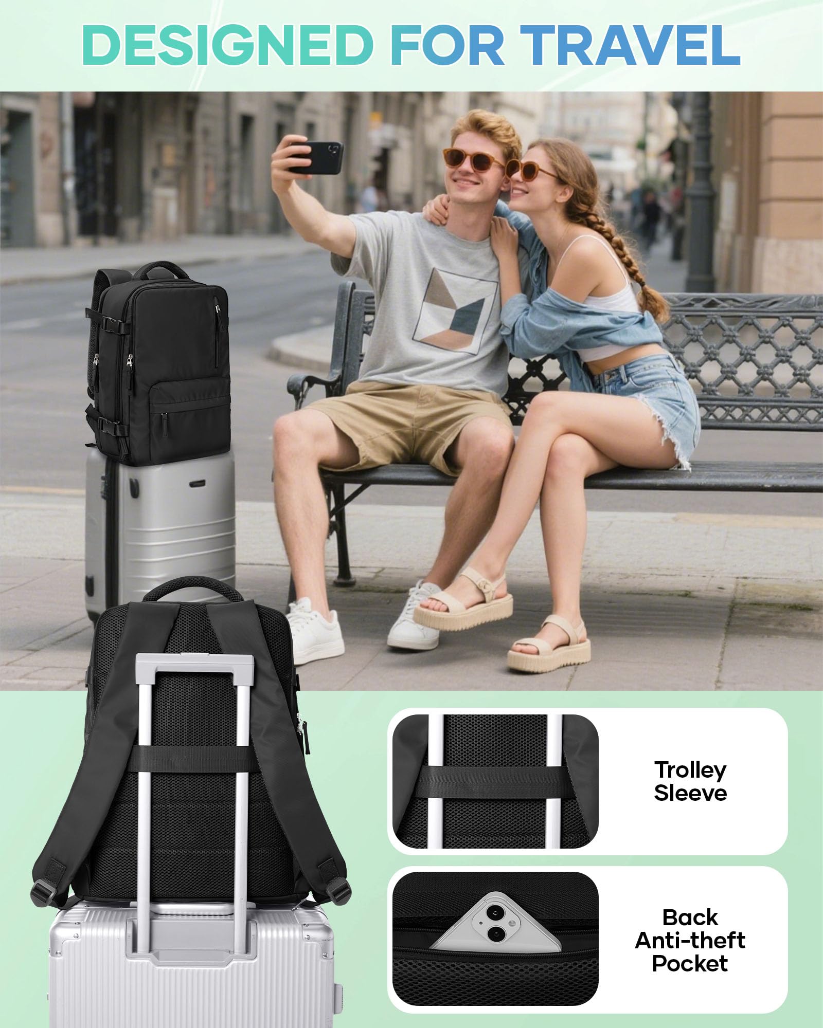 SZLX Sac à Dos Sous Vide avec Pompe Sac a Dos Voyage Cabine Avion 40x30x20 Bagage Cabine 40x30x20 Ryanair Wizz air Sac Cabine 40x20x25 Femme Bagage à Main Homme pour Ordinateur Portable 14 Pouces
