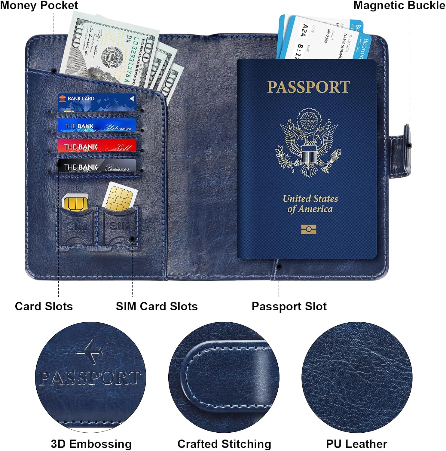 Herain Passport Holder for Travel Cruise Essentials, Passport Cover Wallet Case Women Men, RFID Passports Book Holders Travels Gifts Must Haves Accessories