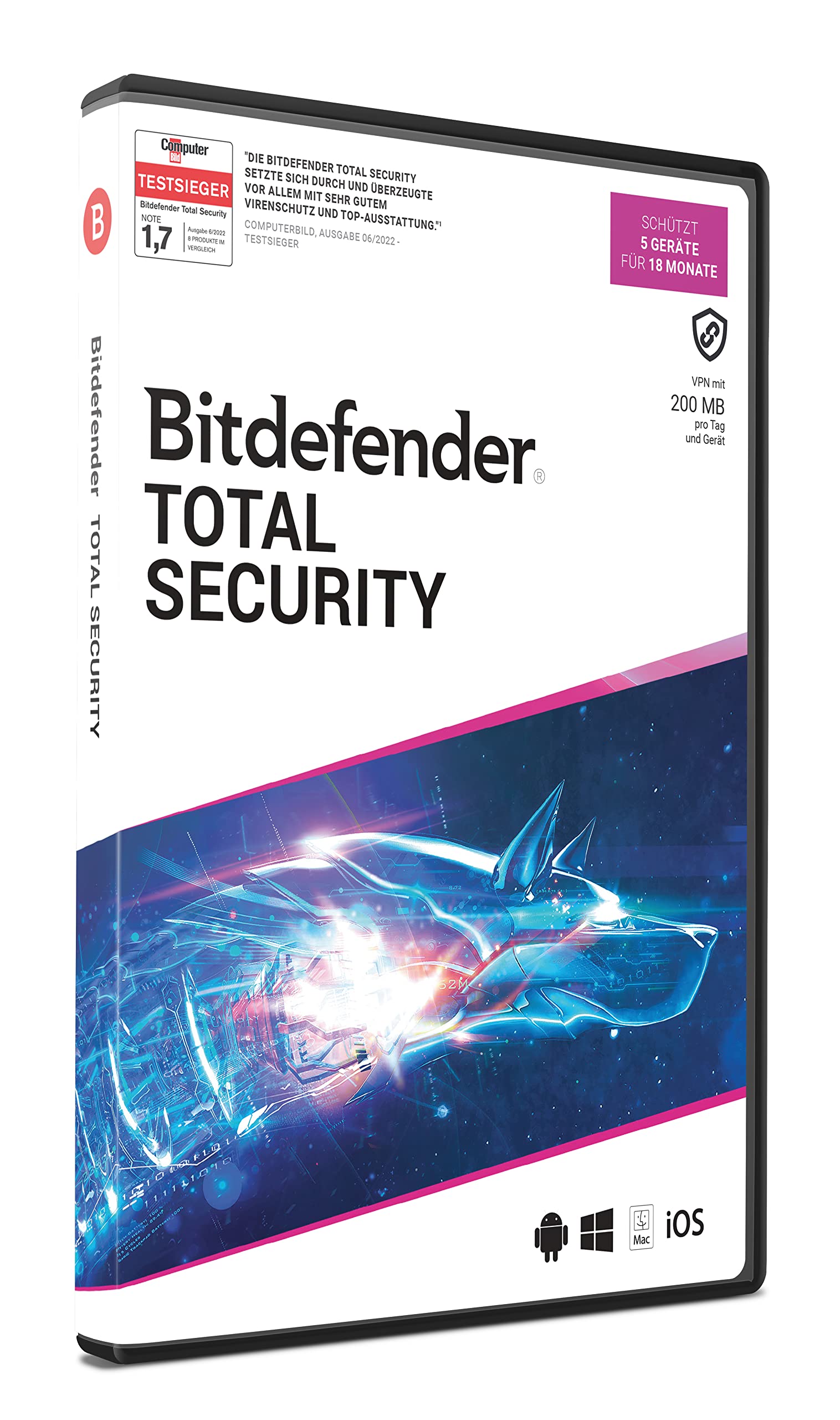 Bitdefender Total Security 5 Geräte / 18 Monate (Code in a Box)