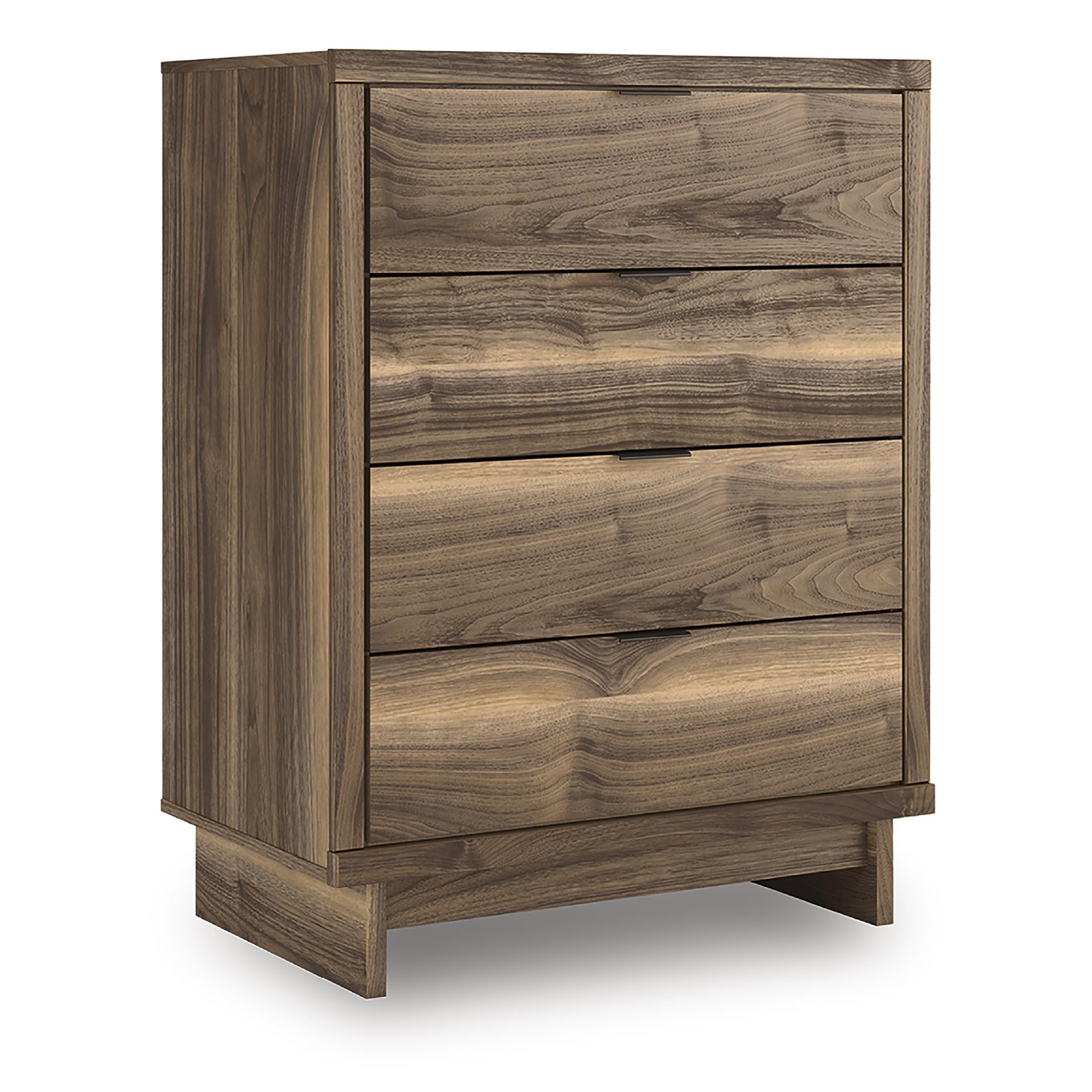Signature Design by Ashley Darcalli Chest of Drawers, 4 Drawer Tall Dresser, Mid-Century Modern, Engineered Wood (MDF/particleboard/Plywood) and Decorative Laminate, Bedroom Storage, Rustic Brown