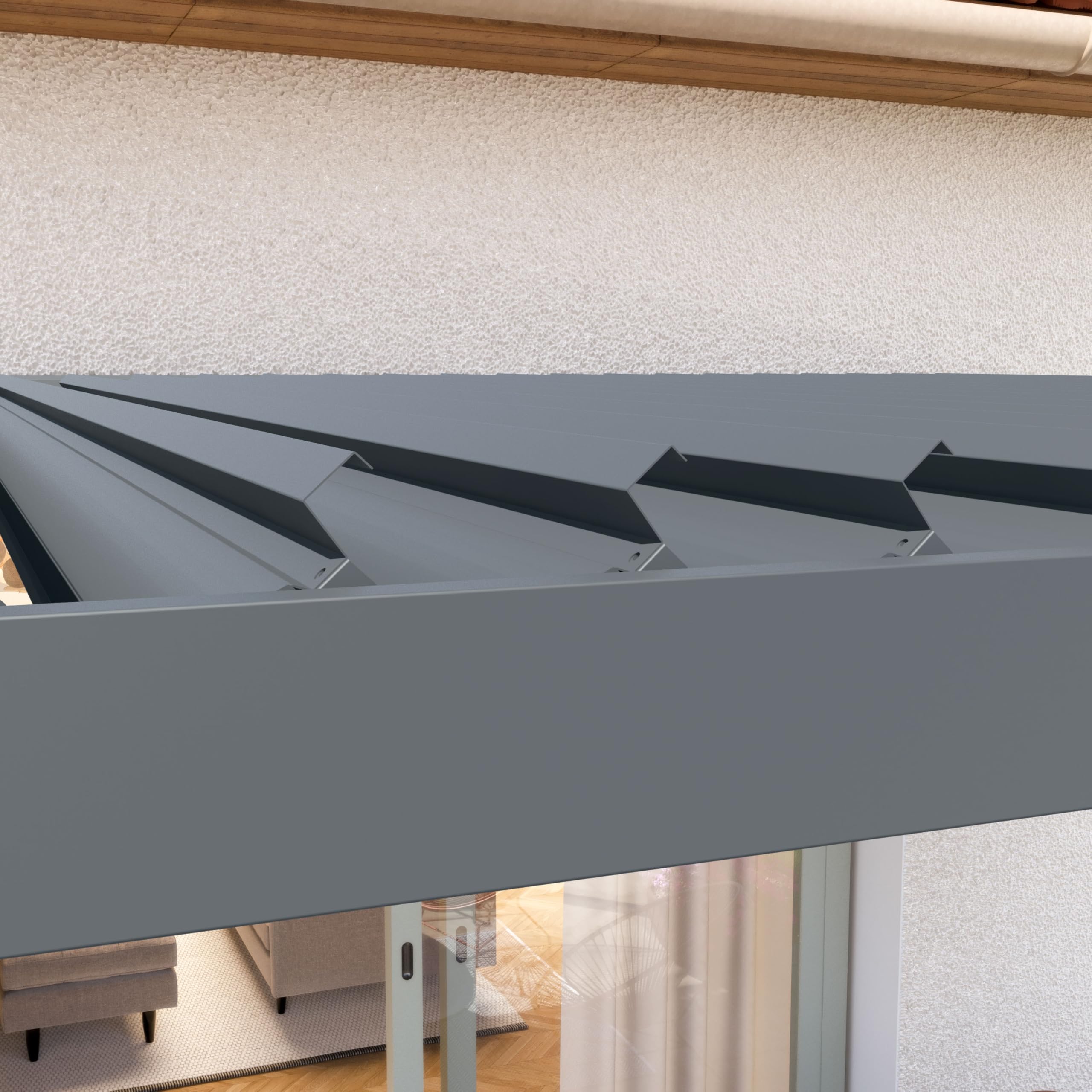 PRIMEYARD Pergola adossée 3x4 m poteaux en Aluminium avec Lames orientables en Acier pergola Murale Anthracite