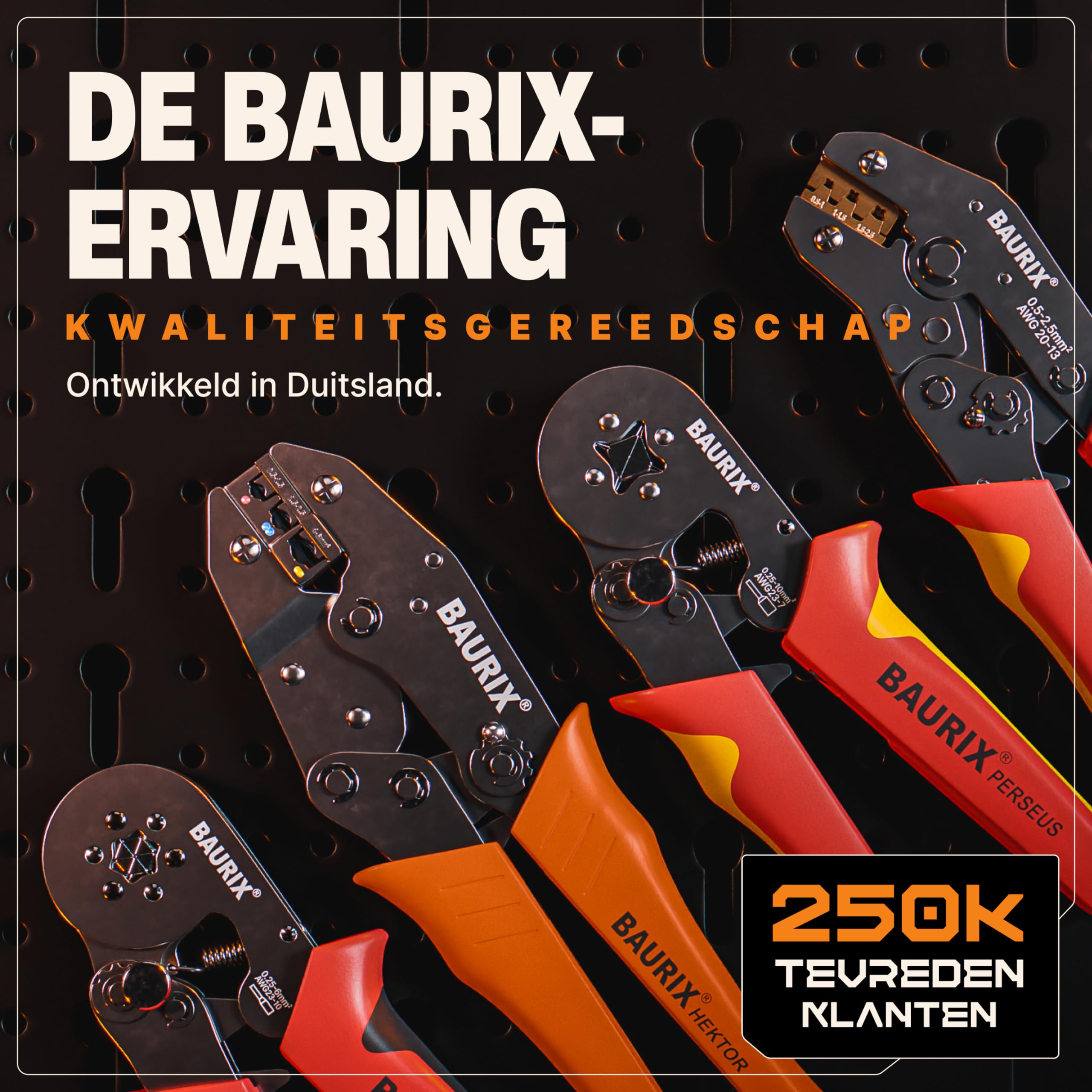 BAURIX PERSEUS Crimpzange Set mit 1800 Aderendhülsen 0,25-10mm²
