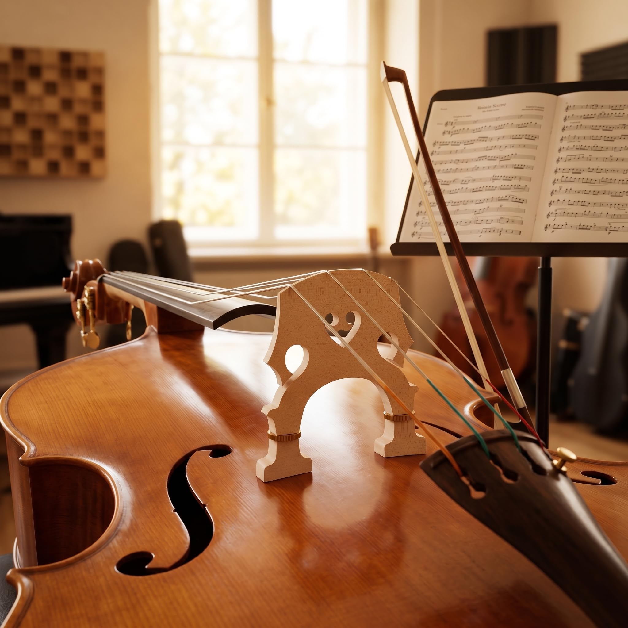 Ponte per Contrabbasso, Migliora le Prestazioni con Vite in Ottone Regolabile Ponte Contrabbasso in Legno di Acero, for Musicisti Professionisti e Studenti di Basso Elettrico in St