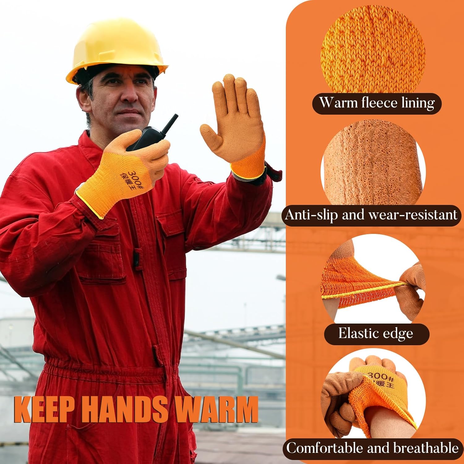 Handepo 12/24/48 Pair Winter Work Gloves for Men Thermal Insulated Freezer Gloves with Non Slip Grip for Cold Weather - Image 5