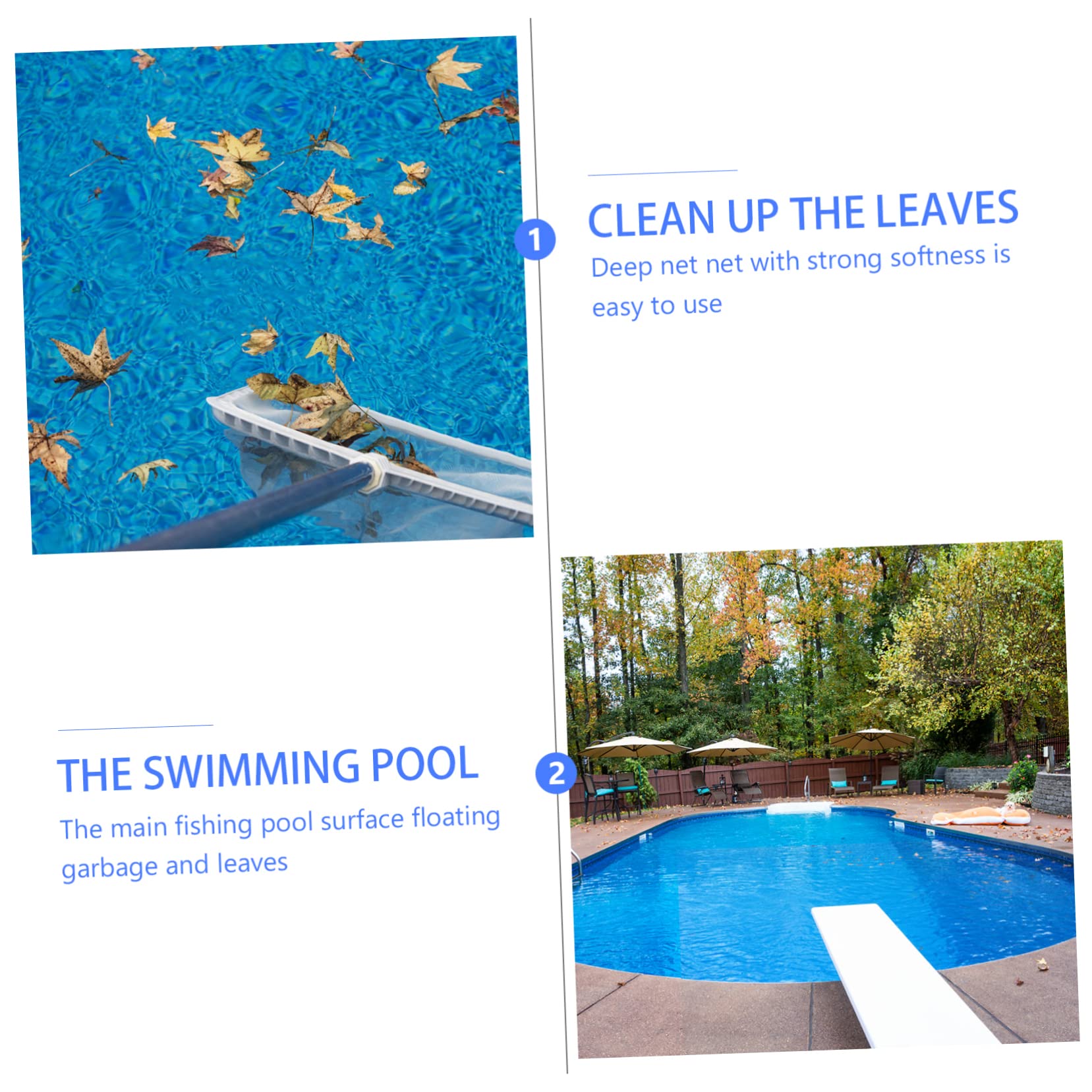 Kit de Limpieza de Piscinas 1 Set, Red de Hojas de Malla Detallada, Poste de 5 Secciones Extraíble, para SPA y Piscinas Superficiales Agua Profunda