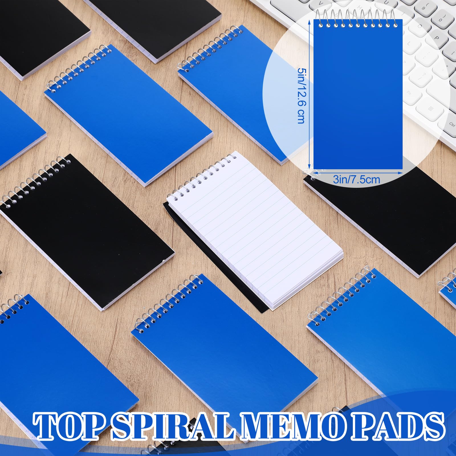 Leelosp Lot de 60 petits carnets à spirales 7,6 x 12,7 cm - Mini bloc-notes à spirale format de poche avec doublure pour le dos, l'école, la salle de classe, le bureau, les infirmières, 75 feuilles