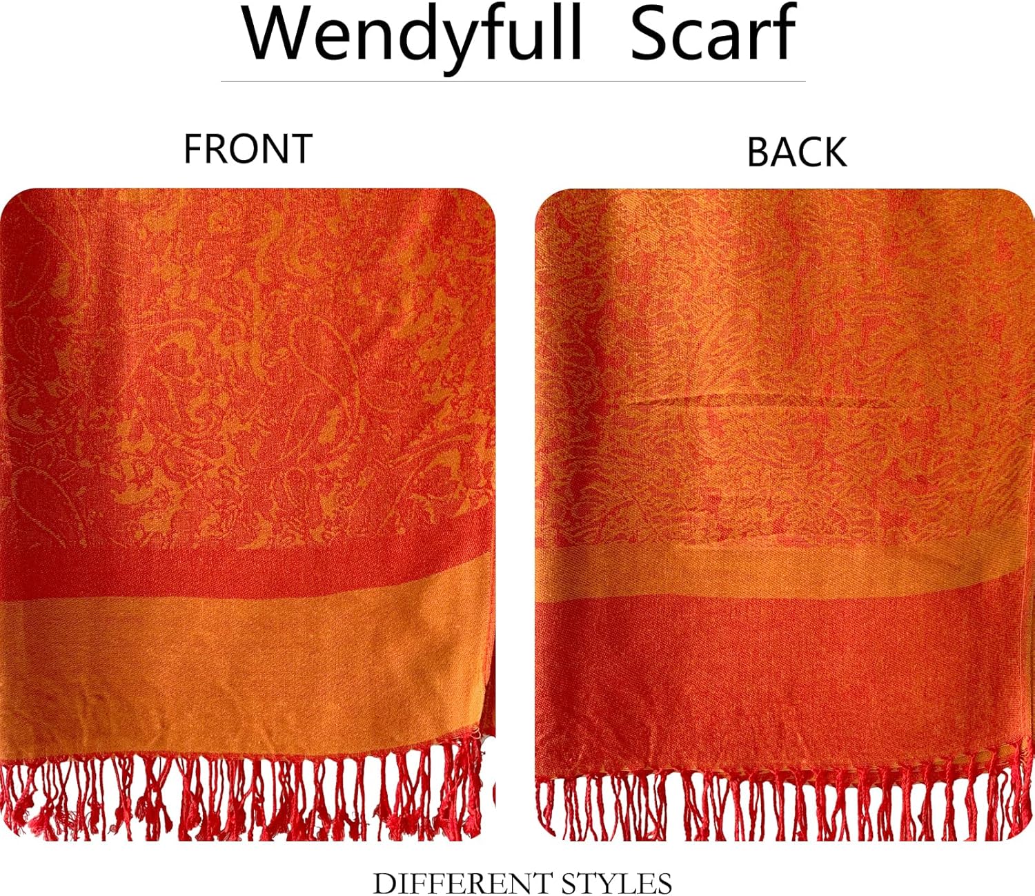 Pashmina Shawls and Wraps w/Fringe Two Tone Vintage Jacquard Paisley Rave Scarf for Weddings Festival - Image 3