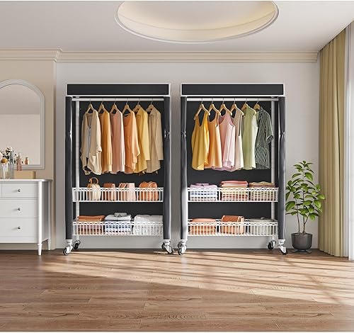 Miniatura 7 de VIPEK R2C Plus - Perchero enrollable con cubierta y rueda, resistente con cubierta, perchero cubierto para colgar ropa, perchero de metal blanco con