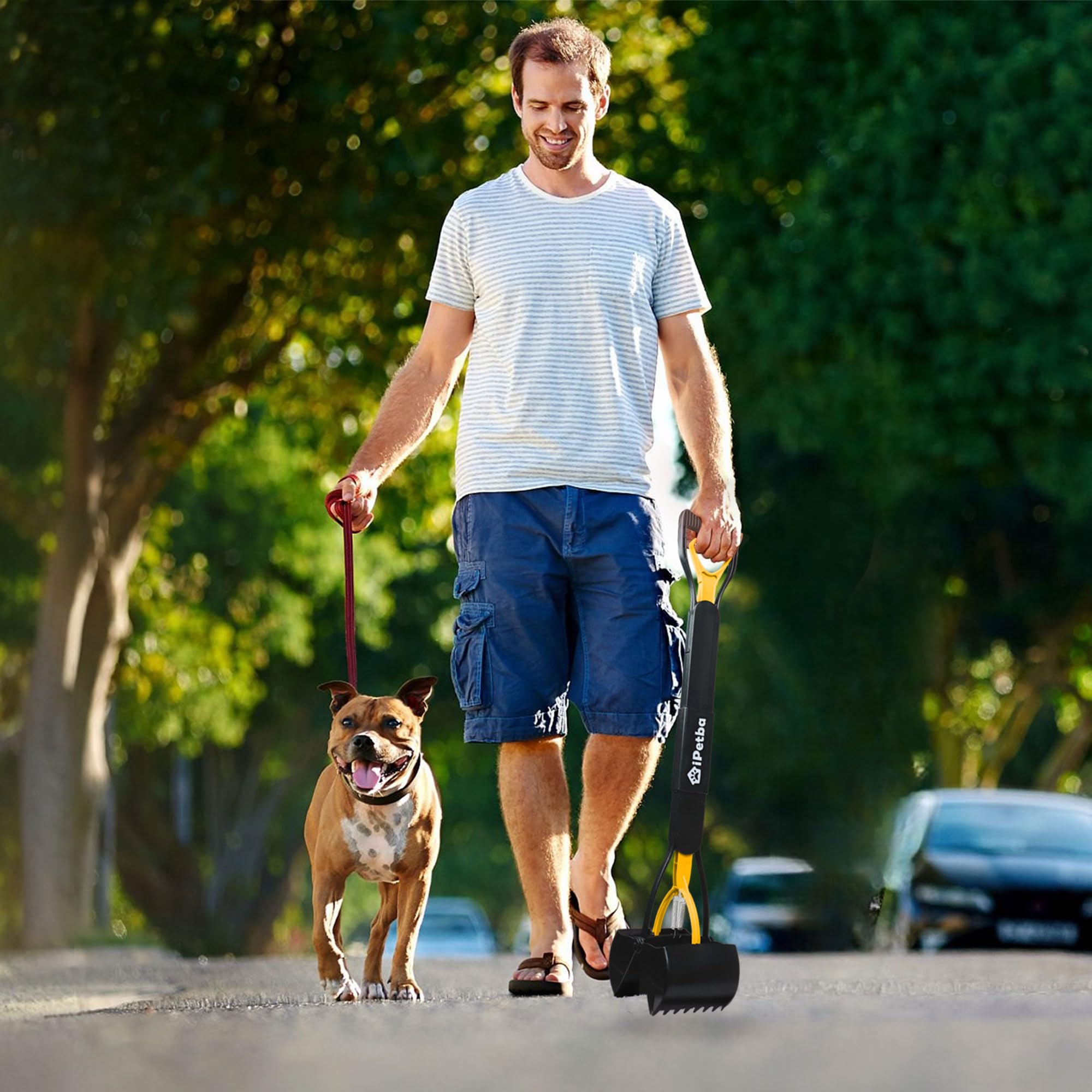 iPetba 32” Long Handle Dog Pooper Scooper for Yard - No Bending, Clean Pickup on Grass, Gravel & Sand, Easy to Clean & Durable - Image 2