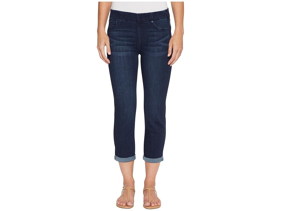 

Liverpool Chloe Rolled Cuff Pull-On Capris in Silky Soft Denim in Griffith Super Dark (Griffith Super Dark) Women's Jeans