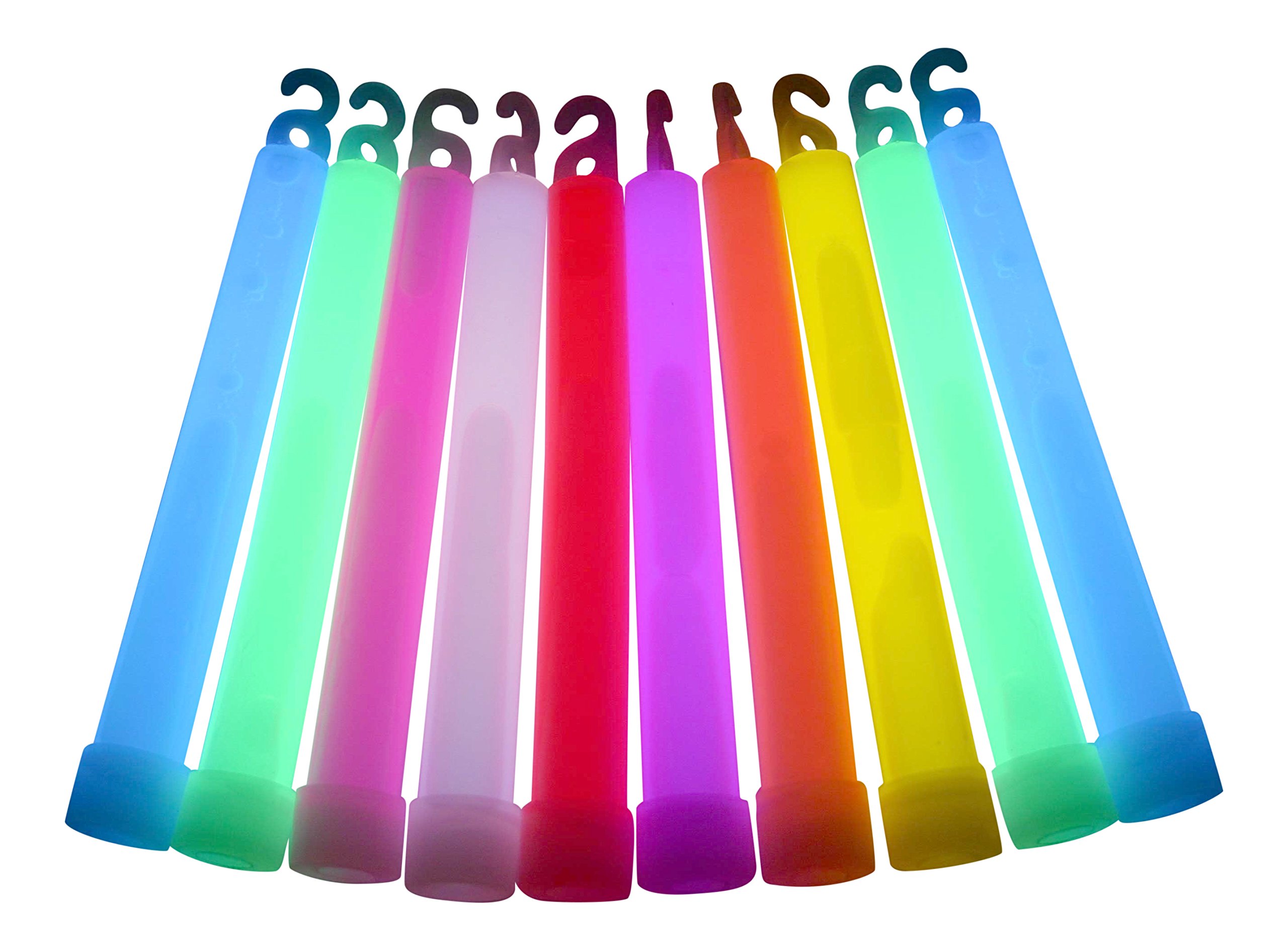 6 inch Premium (15mm) Glow Sticks (Individually Wrapped) (10 Pack, Mixed)