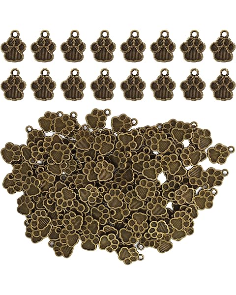 pson 130pcs Dog Paw Print Charms Animal Footprint Pendants Antiqued Puppy Paw Charms for DIY Jewelry Necklace, Bracelet, Earring, Keychain