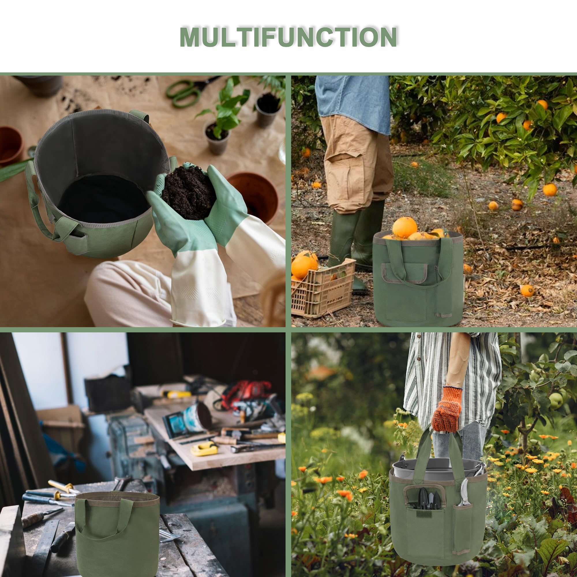 Borsa porta attrezzi da giardino, organizer da giardinaggio con tasche, borsa tote per attrezzi da giardino in Oxford impermeabile, per donne e uomini, giardinieri (solo borsa)