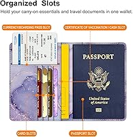 Vista 160 de FINTIE Soporte para pasaporte, cartera de viaje delgada con bloqueo RFID, funda protectora para pasaporte, esencial con ranuras para tarjetas