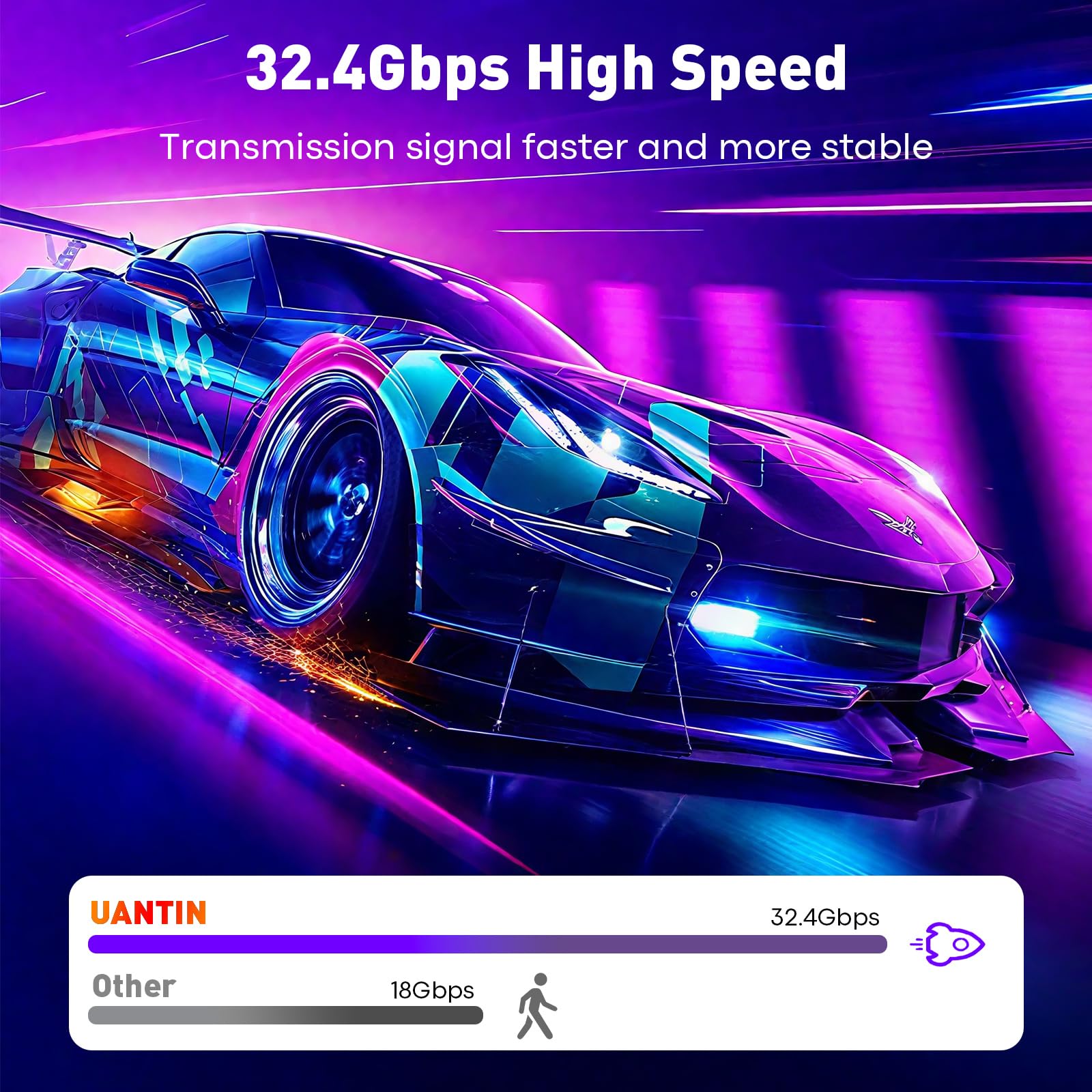 UANTIN Adattatore da mini DisplayPort a HDMI 8K 4K 120Hz/8K 60Hz, convertitore intrecciato ad alta velocità Thunderbolt 2 (DP) a HDMI, da maschio a femmina, mini porta display per MacBook Air/Pro, Mac