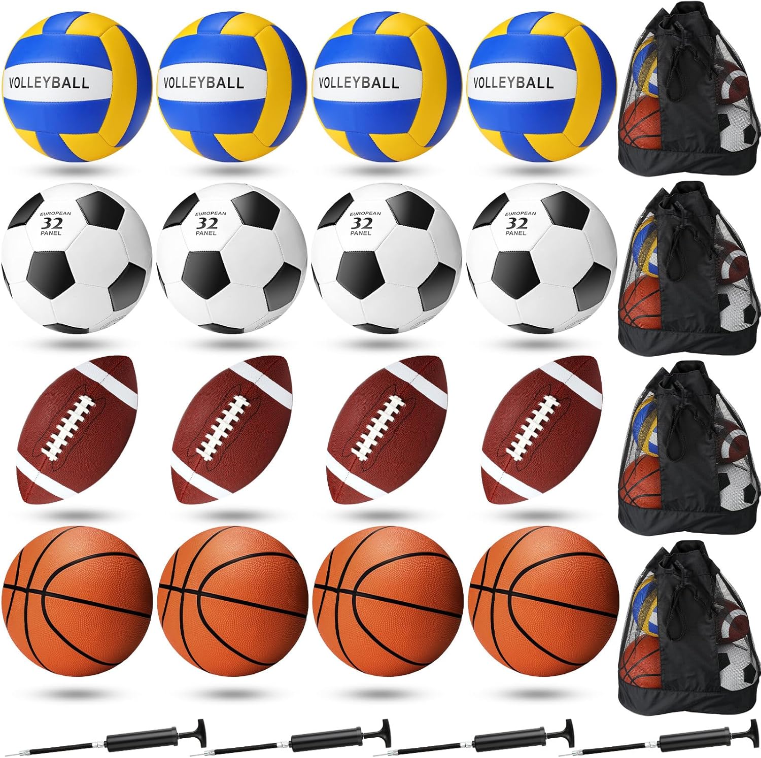 Jenaai Sport Balls Set Official Size Basketball Football...