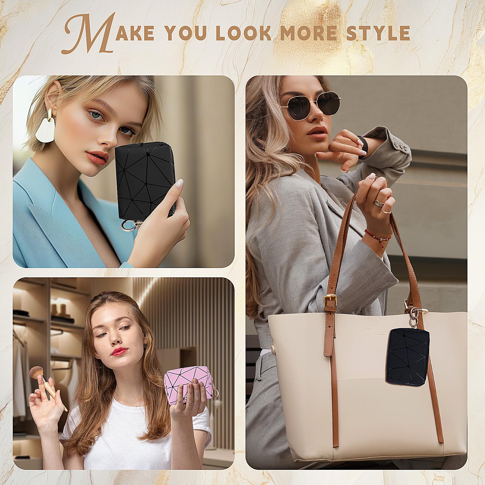 2 Pezzi Porta Trucchi Piccolo da Borsetta Pochette Piccola per Trucco Avec Mini Trousse per Rossetto Multifunzionale Portatile Mini Borsa Porta Trucchi Impermeabile Idee Regalo Ragazza(Nero)