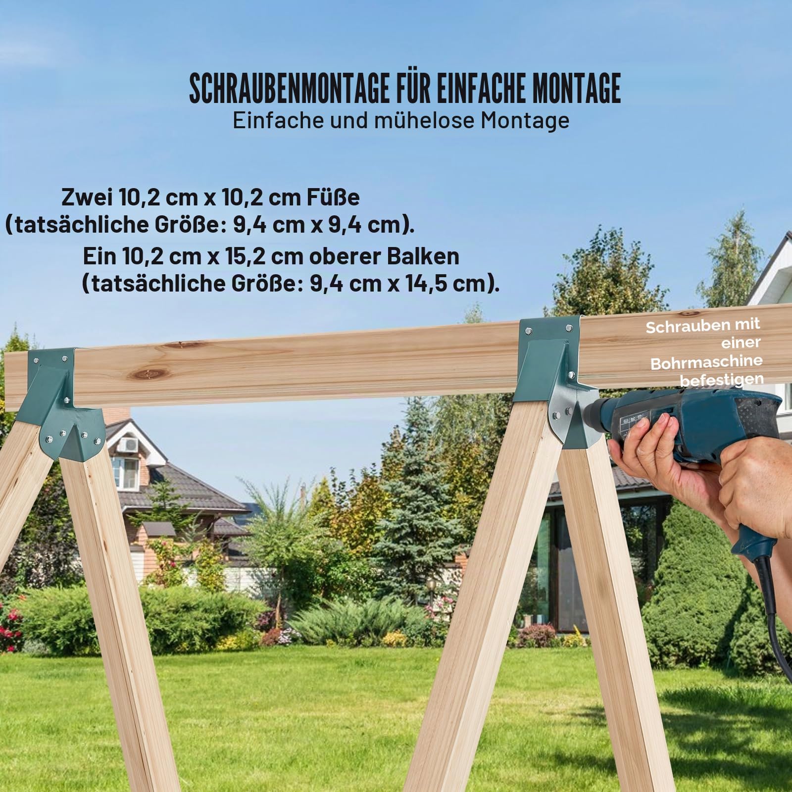 VEVOR 3 Stk. Schaukelverbinder 160 x 235 x 280 mm Schaukelwinkel Kohlenstoffstahl Pulverbeschichtet Wandverbinder Holzverbinder Kantholz Grün Vierkant Schaukelverbinder Eckverbinder für Gartenschaukel